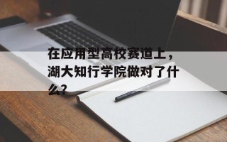 在应用型高校赛道上，湖大知行学院做对了什么？