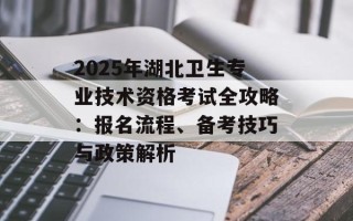 2025年湖北卫生专业技术资格考试全攻略：报名流程、备考技巧与政策解析