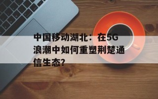 中国移动湖北：在5G浪潮中如何重塑荆楚通信生态？