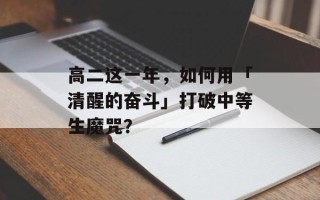 高二这一年，如何用「清醒的奋斗」打破中等生魔咒？