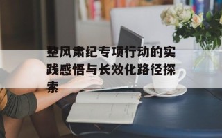 整风肃纪专项行动的实践感悟与长效化路径探索