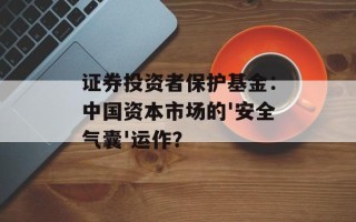 证券投资者保护基金：中国资本市场的'安全气囊'运作？