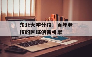 东北大学分校：百年老校的区域创新引擎