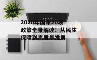 2020年国家20项政策全景解读：从民生保障到高质量发展