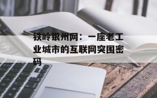 铁岭银州网：一座老工业城市的互联网突围密码