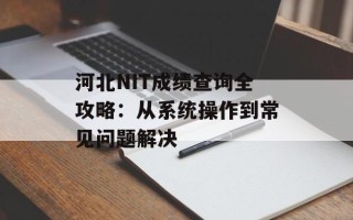 河北NIT成绩查询全攻略：从系统操作到常见问题解决
