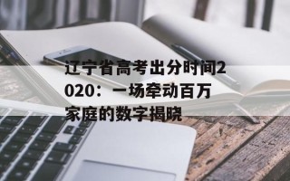 辽宁省高考出分时间2020：一场牵动百万家庭的数字揭晓