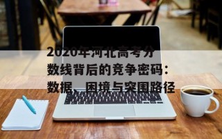 2020年河北高考分数线背后的竞争密码：数据、困境与突围路径