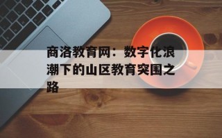商洛教育网：数字化浪潮下的山区教育突围之路