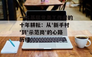 一名基层党务工作者的十年耕耘：从'新手村'到'示范岗'的心路历程