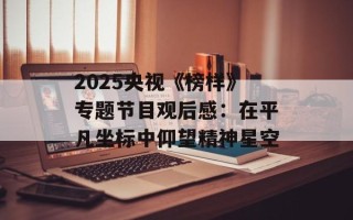 2025央视《榜样》专题节目观后感：在平凡坐标中仰望精神星空