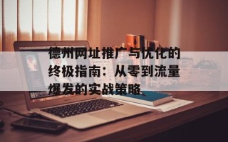 德州网址推广与优化的终极指南：从零到流量爆发的实战策略