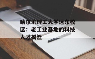 哈尔滨理工大学远东校区：老工业基地的科技人才摇篮