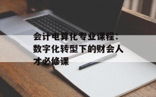 会计电算化专业课程：数字化转型下的财会人才必修课