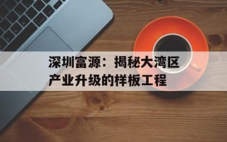 深圳富源：揭秘大湾区产业升级的样板工程