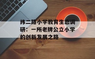 纬二路小学教育生态调研：一所老牌公立小学的创新发展之路
