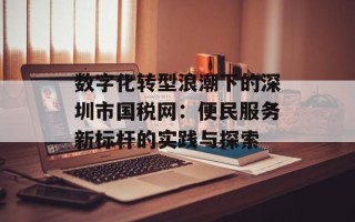 数字化转型浪潮下的深圳市国税网：便民服务新标杆的实践与探索