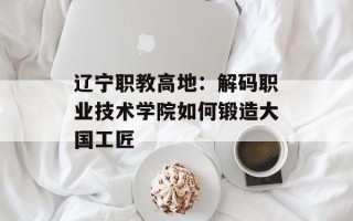 辽宁职教高地：解码职业技术学院如何锻造大国工匠