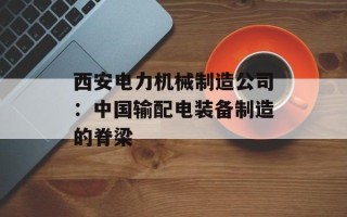 西安电力机械制造公司：中国输配电装备制造的脊梁