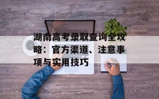 湖南高考录取查询全攻略：官方渠道、注意事项与实用技巧