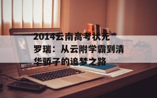 2014云南高考状元罗瑞：从云附学霸到清华骄子的追梦之路