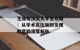 芝加哥顶尖大学全攻略：从学术高压锅到文理殿堂的深度解析