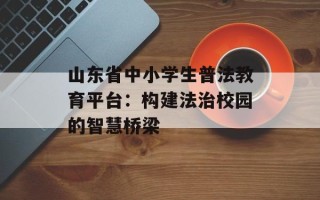 山东省中小学生普法教育平台：构建法治校园的智慧桥梁