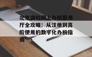 北京国税网上办税服务厅全攻略：从注册到高阶使用的数字化办税指南