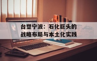 台塑宁波：石化巨头的战略布局与本土化实践