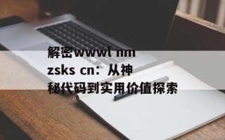 解密wwwl nm zsks cn：从神秘代码到实用价值探索
