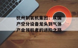 杭州制氧机集团：从国产空分设备龙头到气体产业领航者的进阶之路