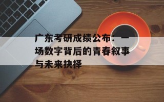 广东考研成绩公布：一场数字背后的青春叙事与未来抉择