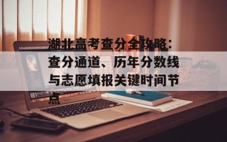 湖北高考查分全攻略：查分通道、历年分数线与志愿填报关键时间节点