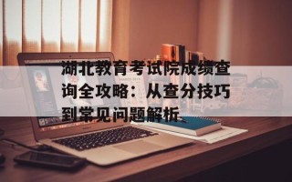 湖北教育考试院成绩查询全攻略：从查分技巧到常见问题解析