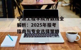 宁波工程学院分数线全解析：2025年报考指南与专业选择策略