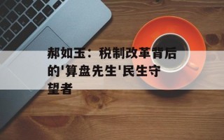 郝如玉：税制改革背后的'算盘先生'民生守望者